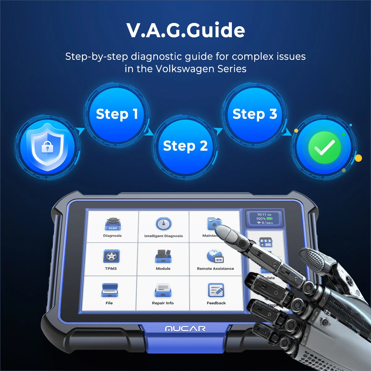 MUCAR VO8 8-Inch Professional All-In-One Bi-Directional Diagnostic Kit