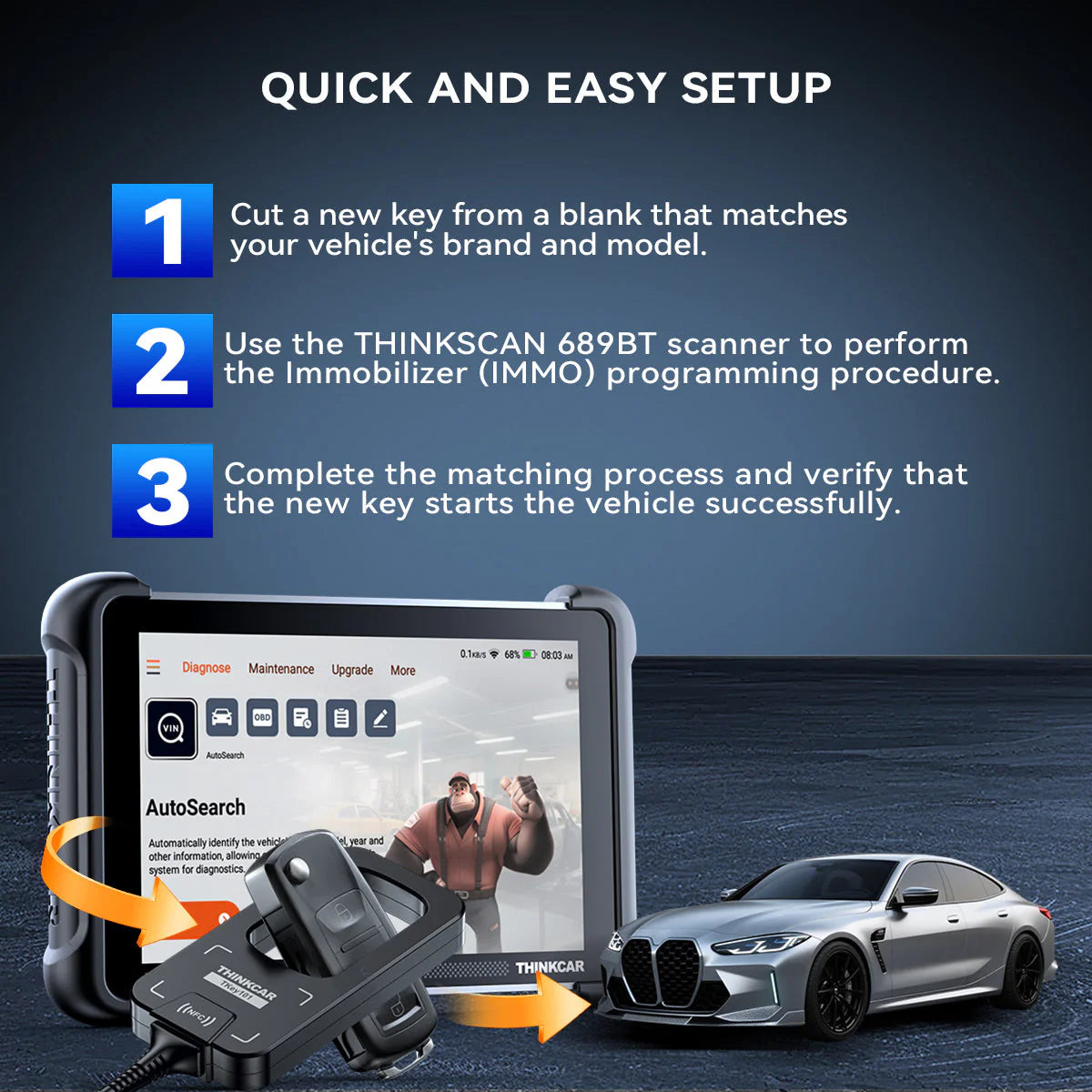 TKEY101 - Universal Car Key Programmer with 6 Remote Keys