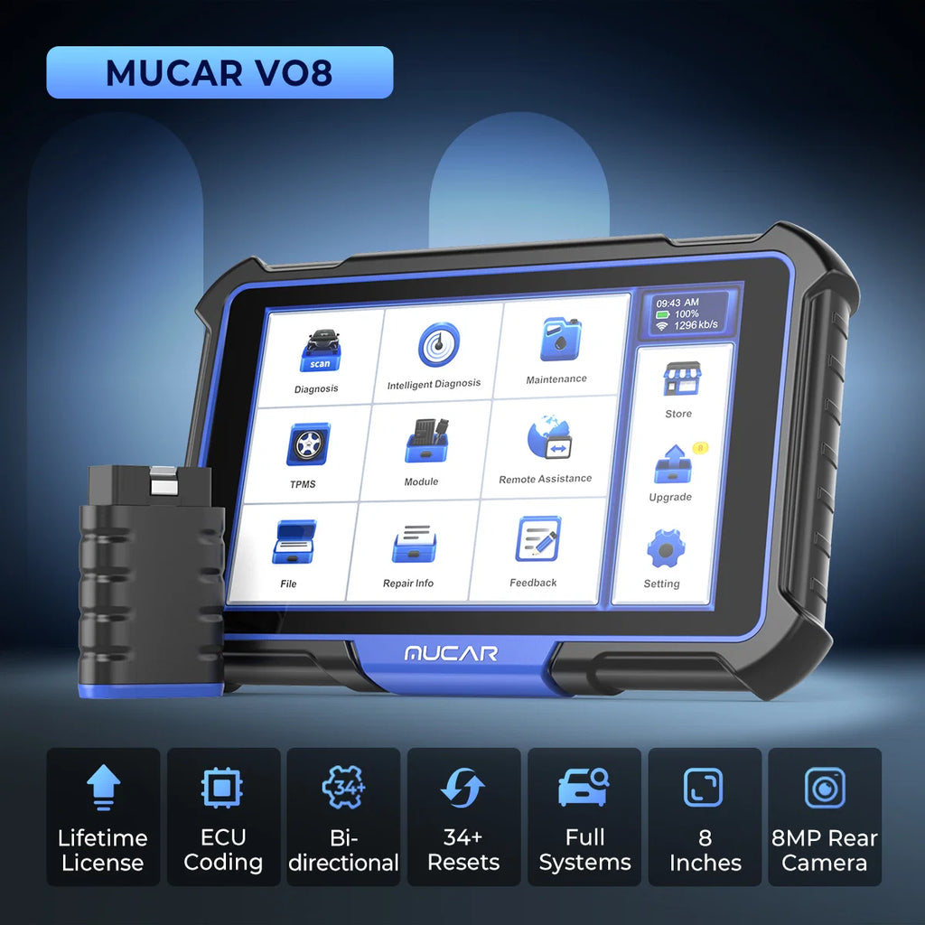 MUCAR VO8 8-Inch Professional All-In-One Bi-Directional Diagnostic Kit