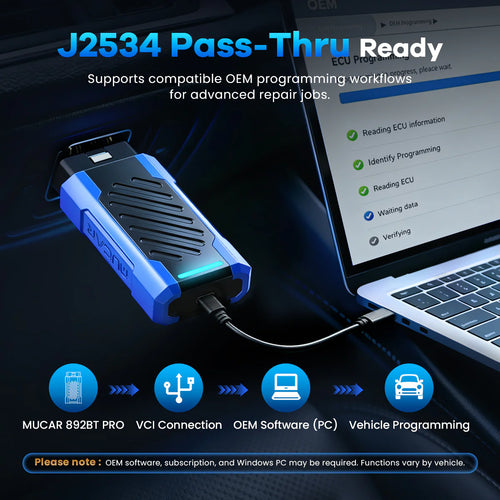 MUCAR 892BT PRO AI Diagnostic Scanner with J2534 Pass-Thru & Topology Mapping